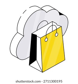 Trendy vector design of cloud shopping