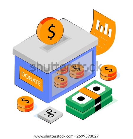 Trendy vector design of donation box