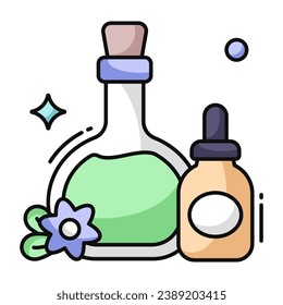 Diseño vectorial moderno de botella de aceite esencial 