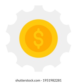 Trendy vector design of financial setting, dollar inside gear