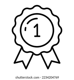 A trendy vector design of first prize, ribbon badge