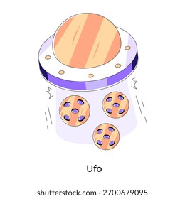 Projeto vetor moderno de disco voador, ilustração ufo