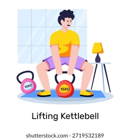 Um design de vetor moderno de levantamento de kettlebell
