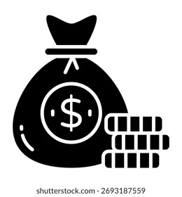 Trendy vector design of money bag 