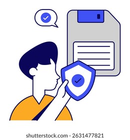 Trendy vector design of secure floppy disk
