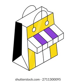 Design de vetor moderno de saco de compras