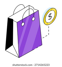 Trendy vector design of shopping bag 