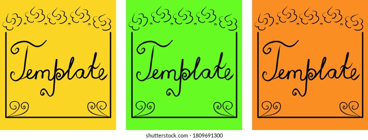 Trendy vector design templates in minimal style. Hand drawing background for holiday. Set frame with blank copy space for text, banner