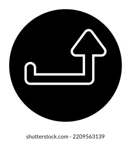 A trendy vector design of turn up right arrow