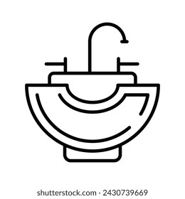 Trendy vector design of washbasin, barbershop accessories, bathroom equipments