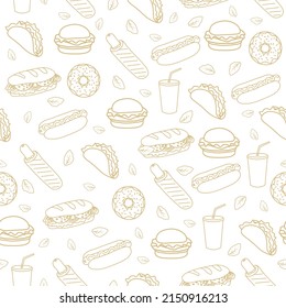Trendy vector Fast Food pattern for cafe. 