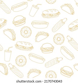 Trendy vector Fast Food pattern for cafe. 