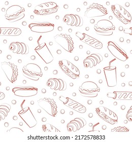 Trendy vector Fast Food pattern for cafe. 