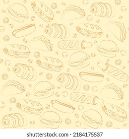Trendy vector Fast Food pattern for cafe. 