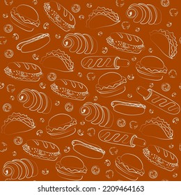 Trendy vector Fast Food pattern for cafe. 