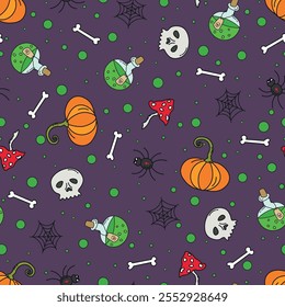 Trendy vector festive saemless Halloween pattern. Good for wrapp, background, design