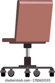 Trendy vector flat 3d office modern computer chair with pastel brown color shades, back view