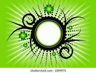 trendy vector floral design with copyspace in circle