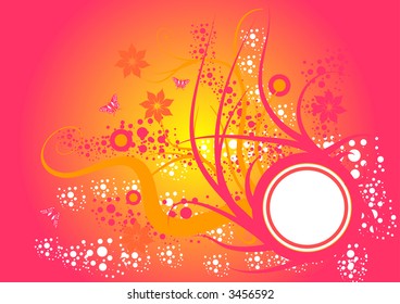 trendy vector floral design with room for text in the circle