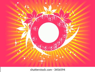 trendy vector floral design with room for text in the circle