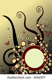 trendy vector floral design with room for text in the circle