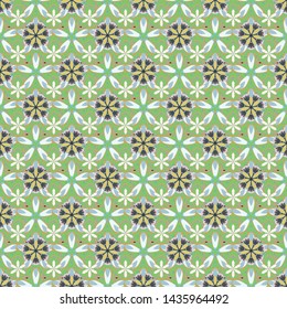 Trendy vector floral Ditsy Print in green, blue and yellow colors. Romantic, little, ditsy, stylish floral background. Seamless cute minimalistic gentle flower pattern.