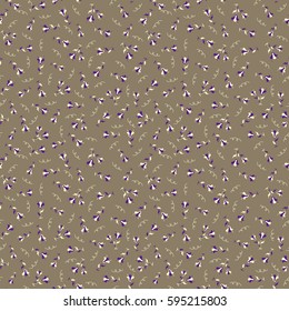 Trendy vector floral Ditsy Print in violet and beige colors. Seamless cute minimalistic gentle flower pattern. Romantic, little, ditsy, stylish floral background.