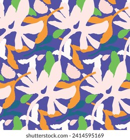 Trendy vector floral pattern with organic botanical shapes. Modern bold summer flower print, design in scandi style.