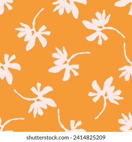 Trendy vector floral pattern with organic botanical shapes. Modern bold summer flower print, design in scandi style.