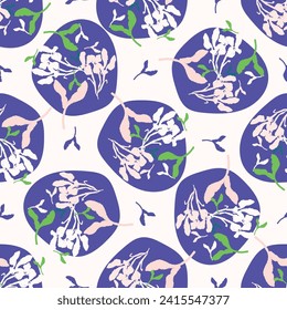 Trendy vector floral pattern with organic botanical shapes. Modern bold summer flower print, design in scandi style.