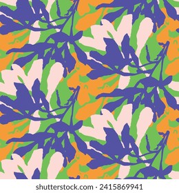 Trendy vector floral pattern with organic botanical shapes. Modern bold summer flower print, design in scandi style.