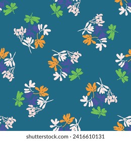 Trendy vector floral pattern with organic botanical shapes. Modern bold summer flower print, design in scandi style.