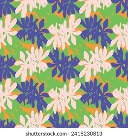 Trendy vector floral pattern with organic botanical shapes. Modern bold summer flower print, design in scandi style.