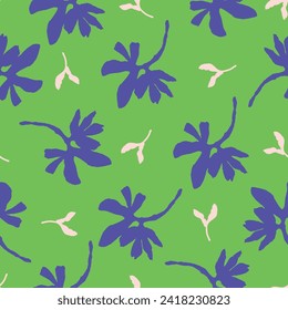 Trendy vector floral pattern with organic botanical shapes. Modern bold summer flower print, design in scandi style.