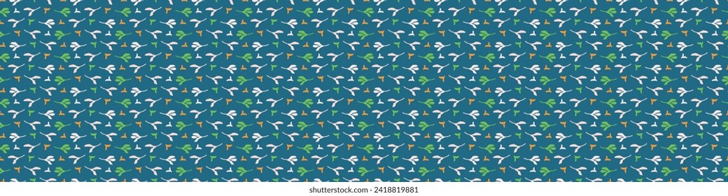 Trendy vector floral pattern with organic botanical shapes border. Modern bold summer flower print, ribbon design in scandi style.