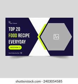 Trendy vector food review thumbnail banner design, food recipe tips and tricks banner design, editable vector eps 10 file format