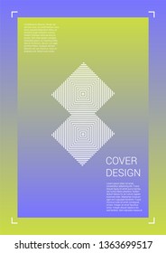 Trendy Vector Geometric Cover Design with Gradient and Abstract Lines and Figures for your Business. Brochure Design with Hologram, Gradient Effect for Dj Party.