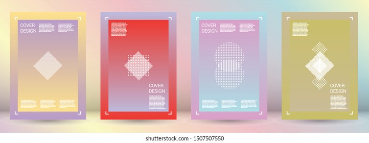 Trendy Vector Geometric Cover Design with Gradient and Abstract Lines and Figures for your Business. Flyer Design with Hologram, Gradient Effect for Presentation.