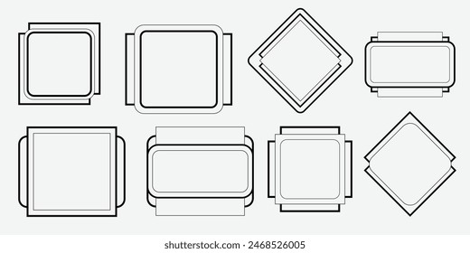 Trendy vector geometric shapes in linear style. Lines and layers. Perfect lines for logos, brands, packaging, cosmetics, jewelry, shops, magazines and etc