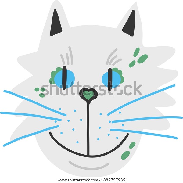 Chat Gris Vectoriel Tendance Style Plat Image Vectorielle De Stock Libre De Droits