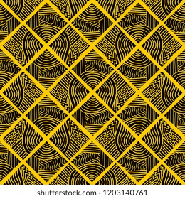 Trendy vector hand drawn pattern background with yellow color theme. Scandinavian seamless design ready for print.