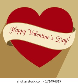Trendy vector heart flat icon with long shadow for your own design