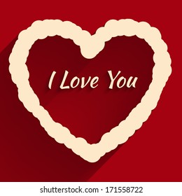 Trendy vector heart flat icon with long shadow for your own design