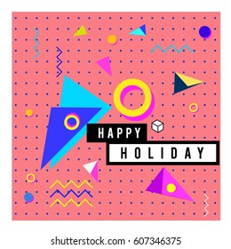 Trendy vector holiday summer cards illustration with line elements and abstract colorful textures. Design for poster, card, invitation, brochure, and promotion template.