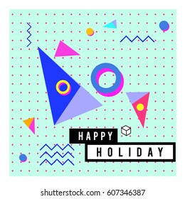 Trendy vector holiday summer cards illustration with line elements and abstract colorful textures. Design for poster, card, invitation, brochure, and promotion template.