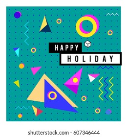 Trendy vector holiday summer cards illustration with line elements and abstract colorful textures. Design for poster, card, invitation, brochure, and promotion template.