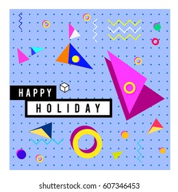 Trendy vector holiday summer cards illustration with line elements and abstract colorful textures. Design for poster, card, invitation, brochure, and promotion template.