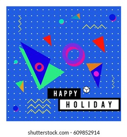 Trendy vector holiday summer cards illustration with line elements and abstract colorful textures. Design for poster, card, invitation, brochure, and promotion template.