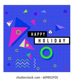 Trendy vector holiday summer cards illustration with line elements and abstract colorful textures. Design for poster, card, invitation, brochure, and promotion template.