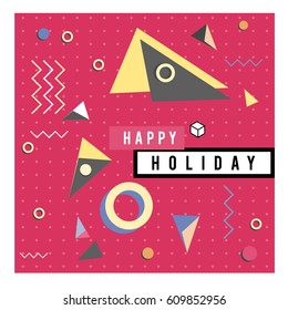 Trendy vector holiday summer cards illustration with line elements and abstract colorful textures. Design for poster, card, invitation, brochure, and promotion template.